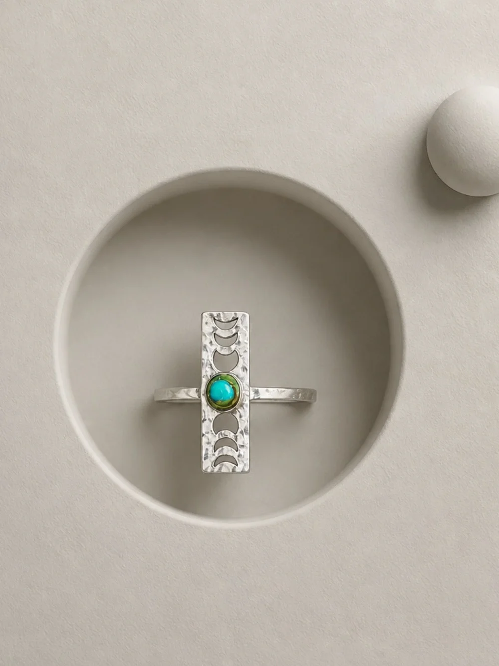 NEW! Phases of the moon turquoise ring